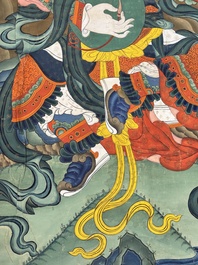 A series of four very large Sino-Tibetan thangkas of the Four Heavenly Kings, 19th C.