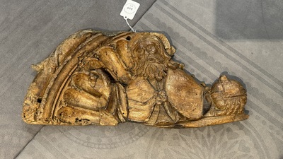 Two carved oak reliefs of Christ and one of Saint Mark, 15/16th C.
