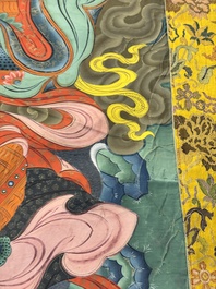 A series of four very large Sino-Tibetan thangkas of the Four Heavenly Kings, 19th C.