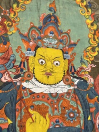 A series of four very large Sino-Tibetan thangkas of the Four Heavenly Kings, 19th C.