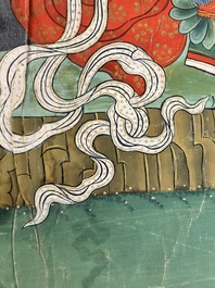 A series of four very large Sino-Tibetan thangkas of the Four Heavenly Kings, 19th C.