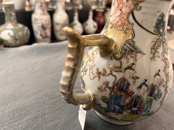 A Chinese Canton famille rose 'mandarin subject' bowl and a covered ewer, Qianlong