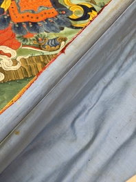 A series of four very large Sino-Tibetan thangkas of the Four Heavenly Kings, 19th C.