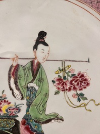 A Chinese famille rose 'He Xiangu' dish, Yongzheng/Qianlong