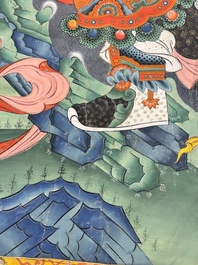 A series of four very large Sino-Tibetan thangkas of the Four Heavenly Kings, 19th C.