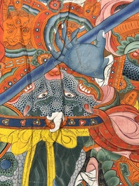 A series of four very large Sino-Tibetan thangkas of the Four Heavenly Kings, 19th C.