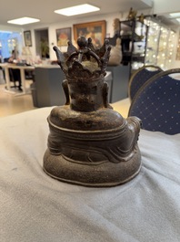 A Chinese gilt bronze crowned Milefo Buddha, Ming