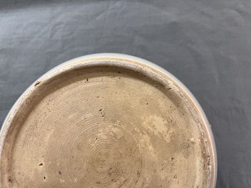 A Chinese famille rose 'Qi Lin Song Zi 麒麟送子' jar and wooden cover, Qianlong/Jiaqing