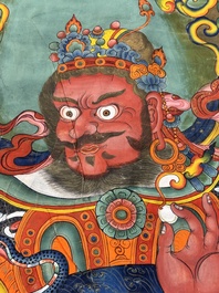A series of four very large Sino-Tibetan thangkas of the Four Heavenly Kings, 19th C.