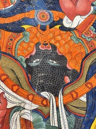 A series of four very large Sino-Tibetan thangkas of the Four Heavenly Kings, 19th C.