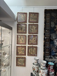 Chinese School: Nine 'erotic' paintings, ink and colour on silk, 19th C.