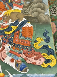 A series of four very large Sino-Tibetan thangkas of the Four Heavenly Kings, 19th C.