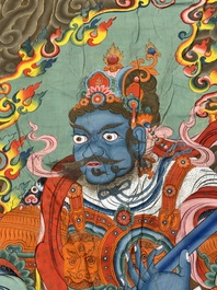 A series of four very large Sino-Tibetan thangkas of the Four Heavenly Kings, 19th C.