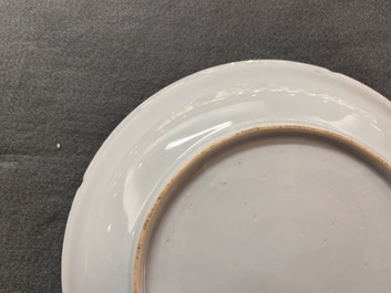 A Chinese famille rose 'rooster' plate and a bowl, Yongzheng