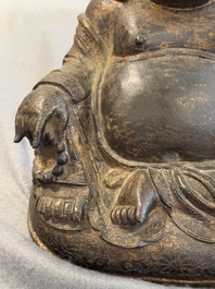 A Chinese gilt bronze crowned Milefo Buddha, Ming