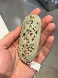 Three Chinese reticulated jade plaques, Ming/Qing