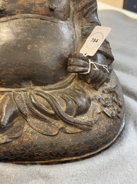 A Chinese gilt bronze crowned Milefo Buddha, Ming