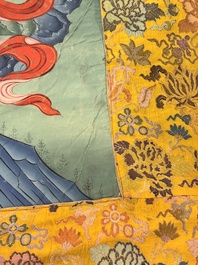 A series of four very large Sino-Tibetan thangkas of the Four Heavenly Kings, 19th C.