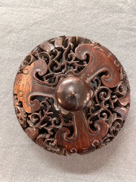 A Chinese famille rose 'Qi Lin Song Zi 麒麟送子' jar and wooden cover, Qianlong/Jiaqing