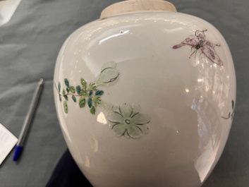A Chinese famille rose jar with floral design, Qianlong mark and of the period
