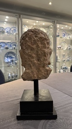 A large terracotta head of a bearded man, Gandhara region, Kushan period, 4/5th C.