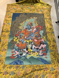 A series of four very large Sino-Tibetan thangkas of the Four Heavenly Kings, 19th C.