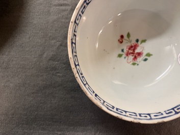 A Chinese famille rose 'rooster' plate and a bowl, Yongzheng