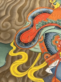 A series of four very large Sino-Tibetan thangkas of the Four Heavenly Kings, 19th C.