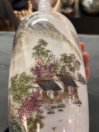 A Chinese famille rose semi-eggshell 'landscape' vase, signed Zhang Zhitang 張志湯, Yitaozhai 亦陶斎 mark, dated 1939