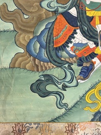 A series of four very large Sino-Tibetan thangkas of the Four Heavenly Kings, 19th C.