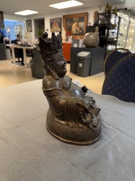 A Chinese gilt bronze crowned Milefo Buddha, Ming