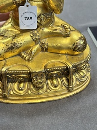 A Sino-Tibetan gilt bronze Virūpa, 19th C.