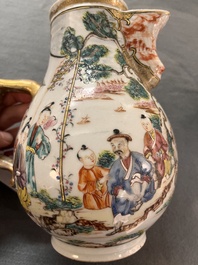 A Chinese Canton famille rose 'mandarin subject' bowl and a covered ewer, Qianlong