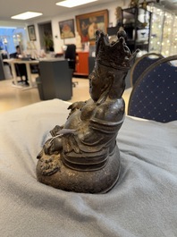 A Chinese gilt bronze crowned Milefo Buddha, Ming