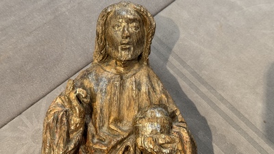 Two carved oak reliefs of Christ and one of Saint Mark, 15/16th C.