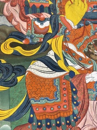 A series of four very large Sino-Tibetan thangkas of the Four Heavenly Kings, 19th C.