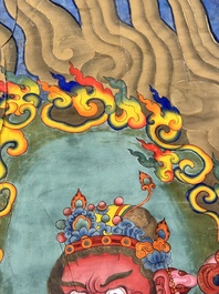 A series of four very large Sino-Tibetan thangkas of the Four Heavenly Kings, 19th C.