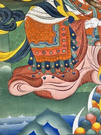 A series of four very large Sino-Tibetan thangkas of the Four Heavenly Kings, 19th C.