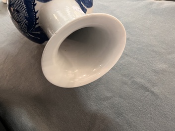 A Chinese blue and white 'mythical animals' vase, Kangxi mark, 19/20th C.