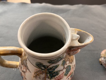 A Chinese Canton famille rose 'mandarin subject' bowl and a covered ewer, Qianlong