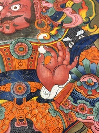A series of four very large Sino-Tibetan thangkas of the Four Heavenly Kings, 19th C.