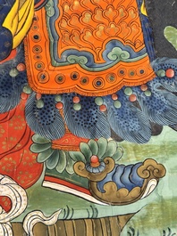 A series of four very large Sino-Tibetan thangkas of the Four Heavenly Kings, 19th C.