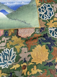 A series of four very large Sino-Tibetan thangkas of the Four Heavenly Kings, 19th C.