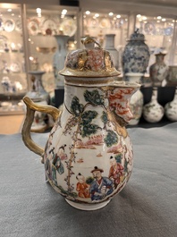 A Chinese Canton famille rose 'mandarin subject' bowl and a covered ewer, Qianlong
