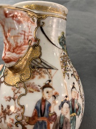 A Chinese Canton famille rose 'mandarin subject' bowl and a covered ewer, Qianlong