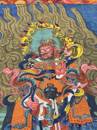 A series of four very large Sino-Tibetan thangkas of the Four Heavenly Kings, 19th C.