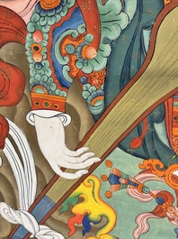 A series of four very large Sino-Tibetan thangkas of the Four Heavenly Kings, 19th C.