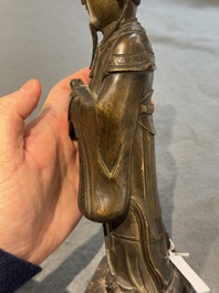 A Chinese bronze figure of an official, Ming