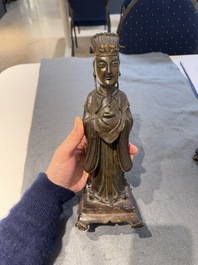A Chinese bronze figure of an official, Ming