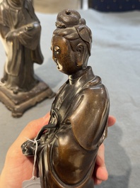 A Chinese bronze Guanyin holding a ruyi, 17/18th C.